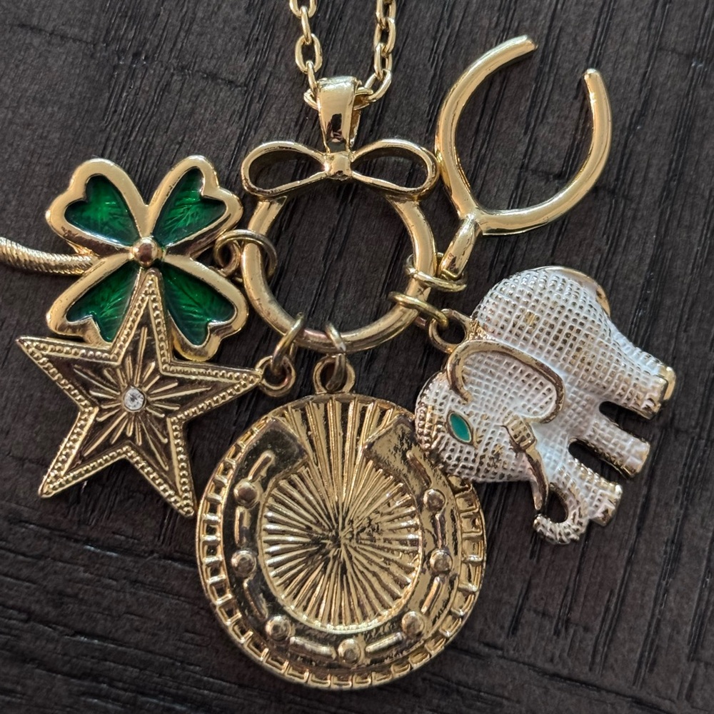 Lilly Pulitzer Lucky Charm necklace Gold RARE